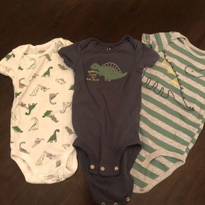 NWOT 12 month dinosaur onesies